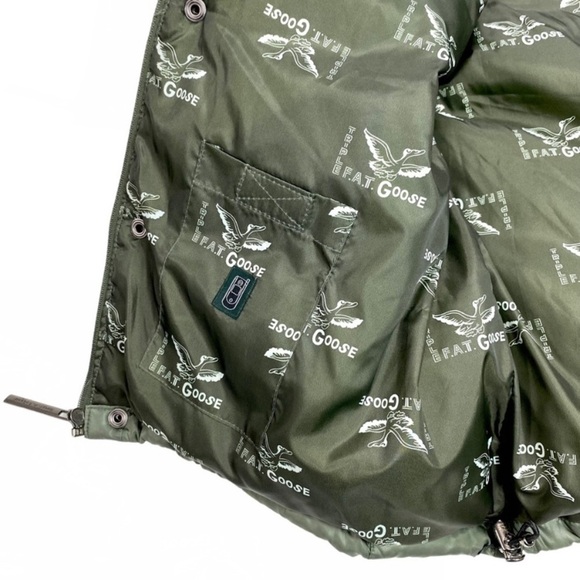 TRIPLE F.A.T. Goose Duck down Puffer Color-block Vest in Green with Black - Picture 8 of 11